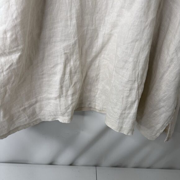 J Jill Love Linen Tunic Top XL Beige Popover 1/2 Button Relaxed Coastal Beachy - Picture 5 of 11